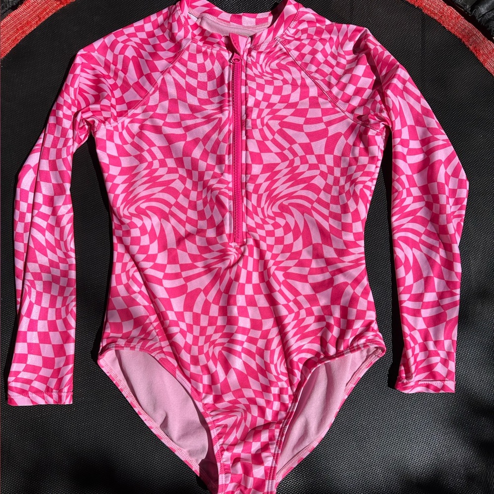 Wonder Nation Pink Checkered Kids Bodysuit size XL(14/16) EUC